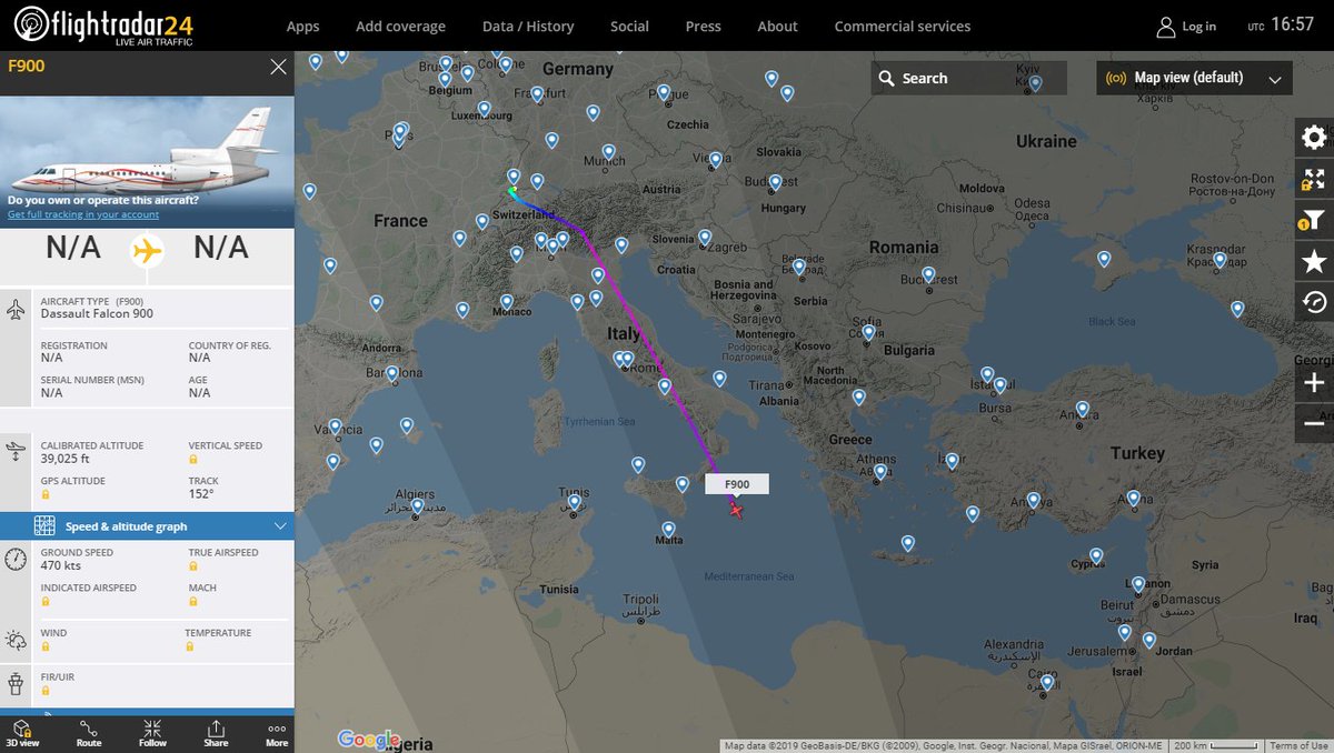 Haftar related Falcon 900 P4-RMA heading Libya from Basel Mulhouse-Freiburg airport