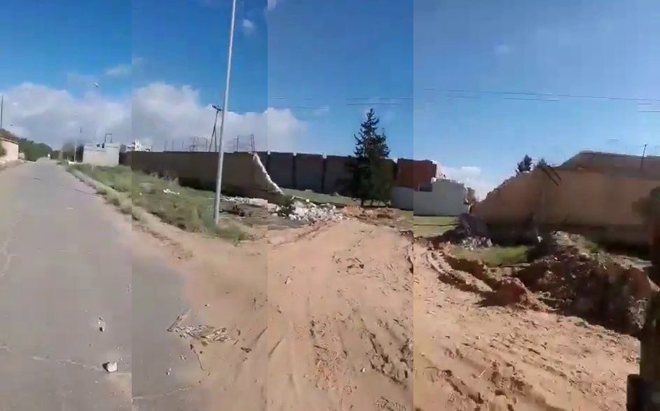 SNA fighters in Libya videos: Breach in the wall is visible on more recent satellite images