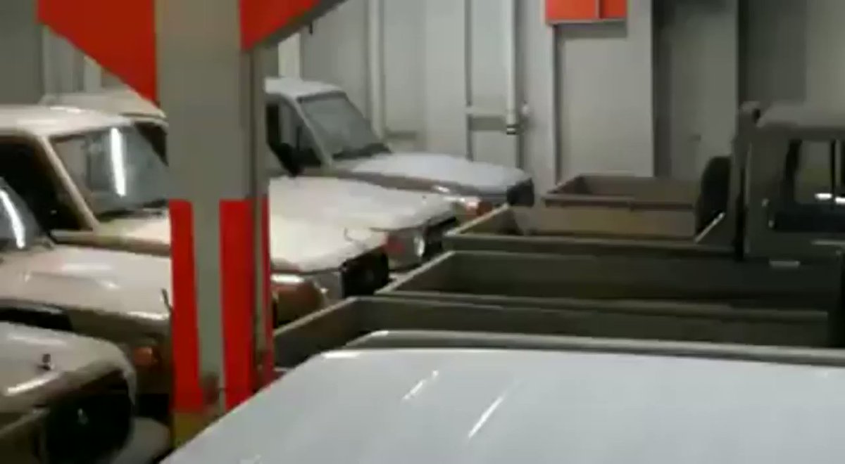 Video of the purported new shipment showing a good few dozens of pickup trucks delivered to the LNA at Benghazi port