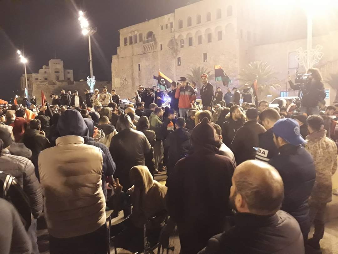 Night demonstration at Martyrs square in Tripoli