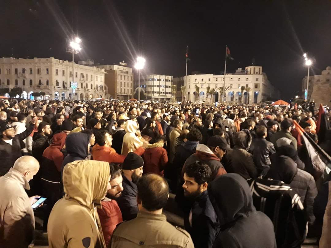 Night demonstration at Martyrs square in Tripoli