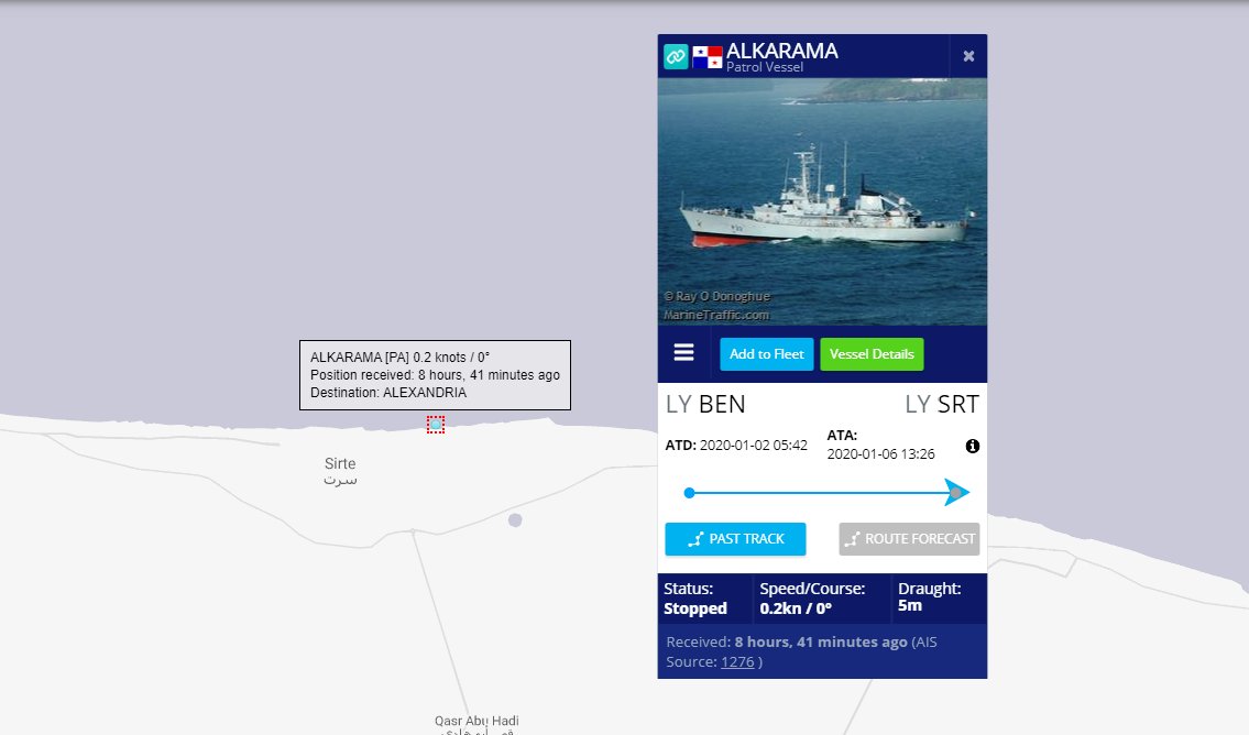 LNA navy AlKarama dockig in Sirte after LNA controlled the city yesterday 