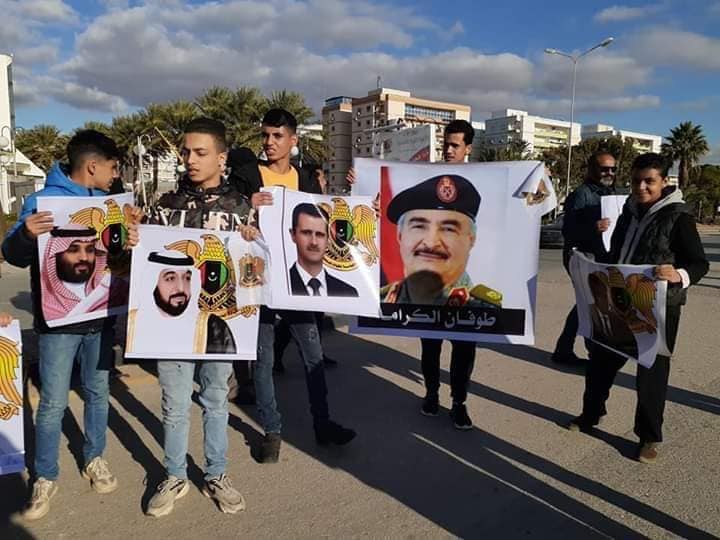 Supporters of warlord Khalifa Haftar in Benghazi, east Libya, held a protest on Friday to reject Turkey intervention in Tripoli war 