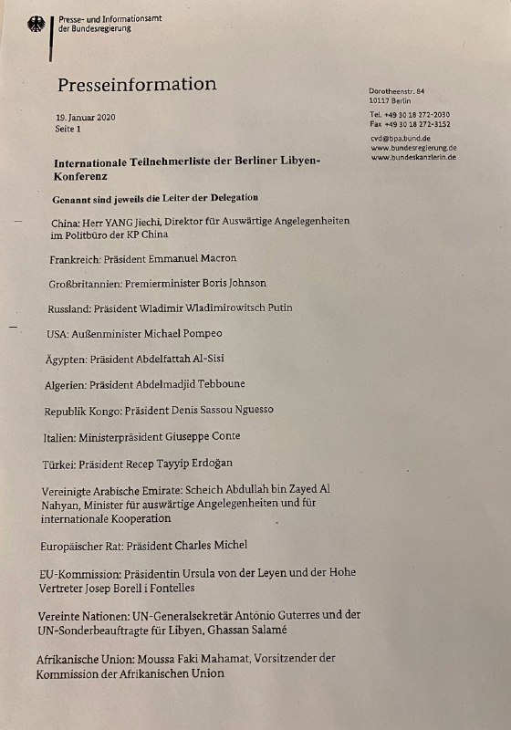 Participants of Libya conference in Berlin