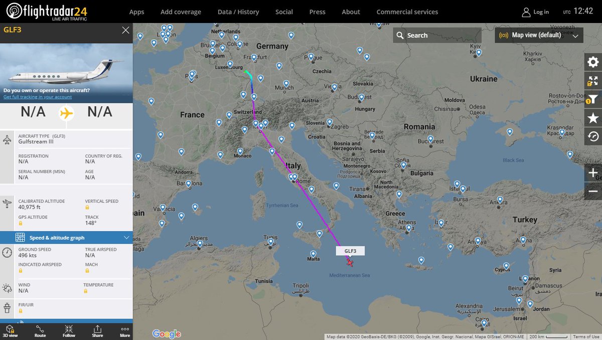 CIA linked Phoenix Air Group GIII N197PA from Ramstein heading towards Libya