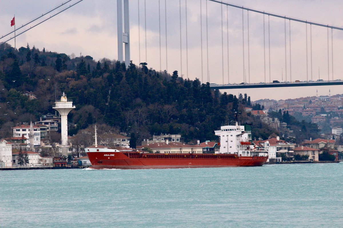 Sierra Leone flag cargo ship Abalone transits Bosphorus towards the Black Sea en route from Khoms Libya via İskenderun to Constanta