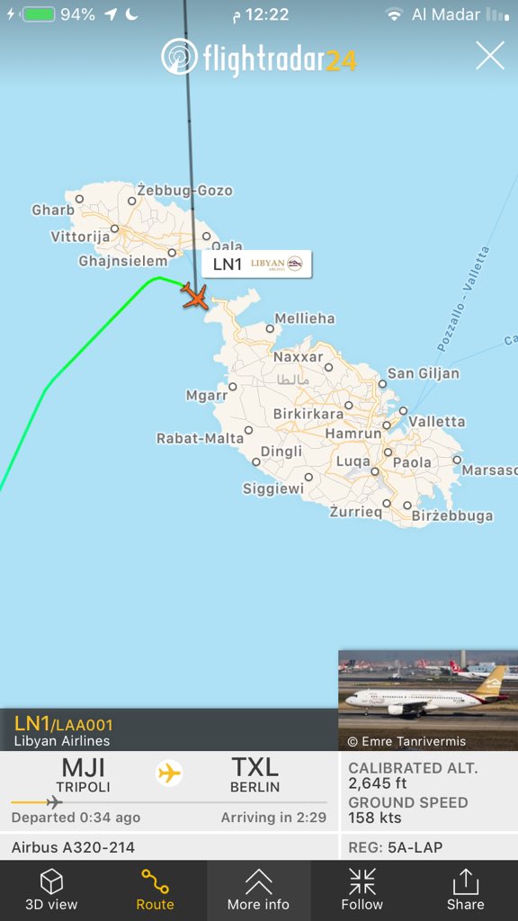 The LAA001 is landing in Malta instead of Berlin, also C560 from Benghazi seems about to land in Malta.