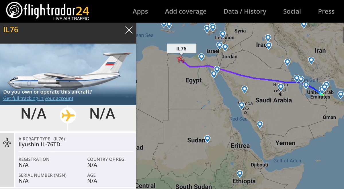 Ilyushin Il-76 from Zayed airbase in UAE to Benghazi around 07:15 UTC