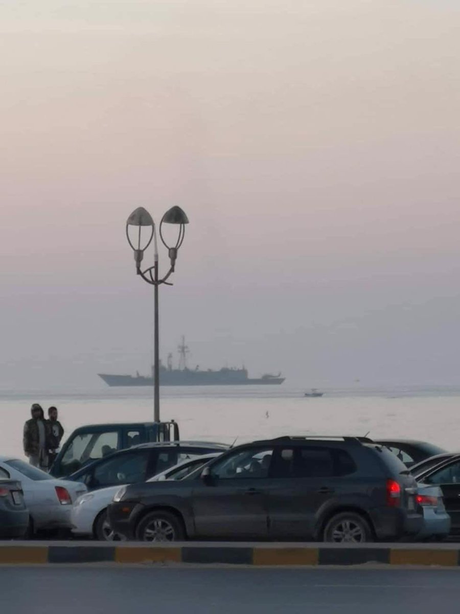 Oliver Hazard Perry-class derivative frigate off the coast of Tripoli. Probable Turkish Navy