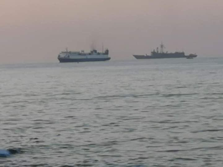 Turkish Navy escorting roro-cargo ship to port of Tripoli