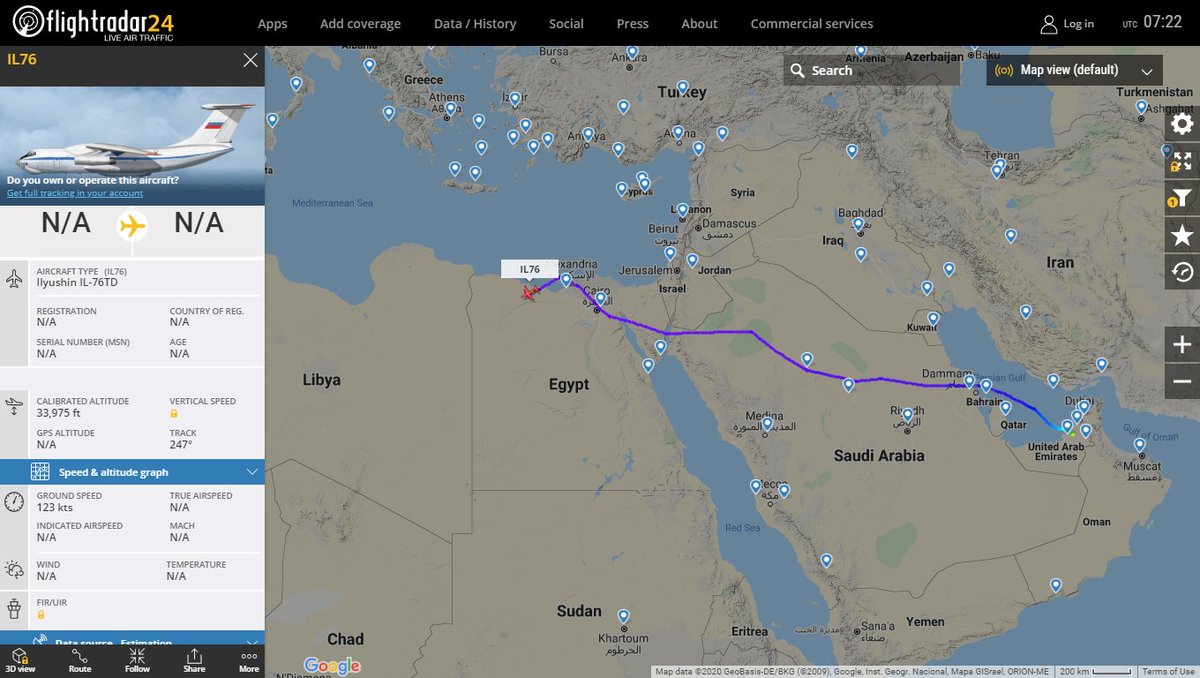 AZee air Ilyushin IL-76TD from UAE heading Libya
