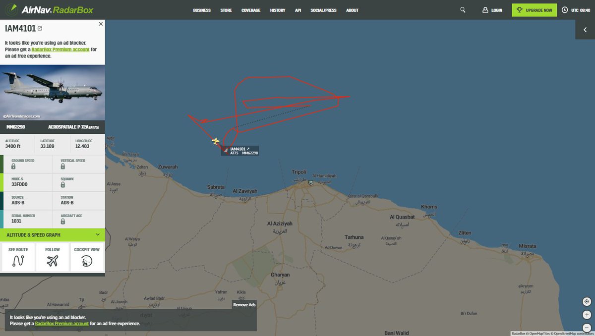 Italian Air Force ATR P-72A MPA MM62281 orbiting off the coast of Libya