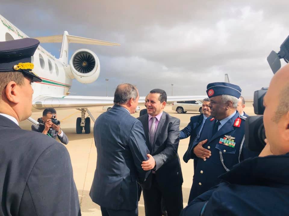 Algerian Foreign Minister Sabri Bo-Qadoom arrives in Benghazi, Libya 