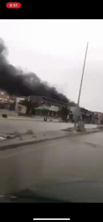 A video of a number of rockets falling on the area east of the capital, Tripoli, this morning