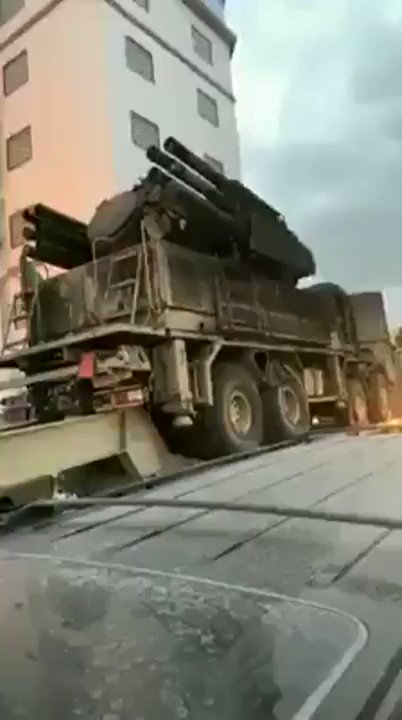 Libya- within 12 hours of being captured, the Pantsir from al-Watiyah is already paraded in Zawiyah and is en route to Martyrs' Square, Tripoli