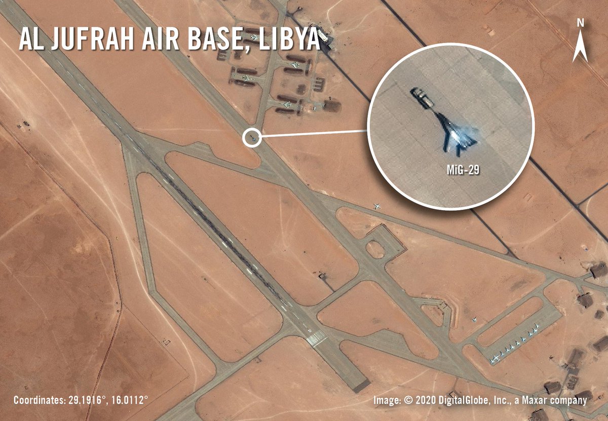 MiG-29 on the ground at al-Jufrah, 19 May 20. Grid: 29.1916, 16.0112