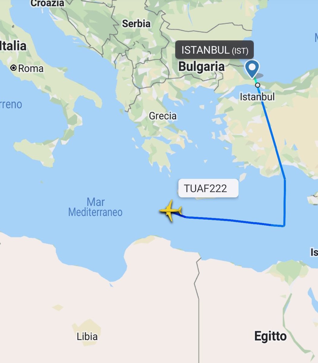 Turkish Air Force Lockheed C-130B (callsign TUAF222) from Istanbul in flight south of Crete westbound