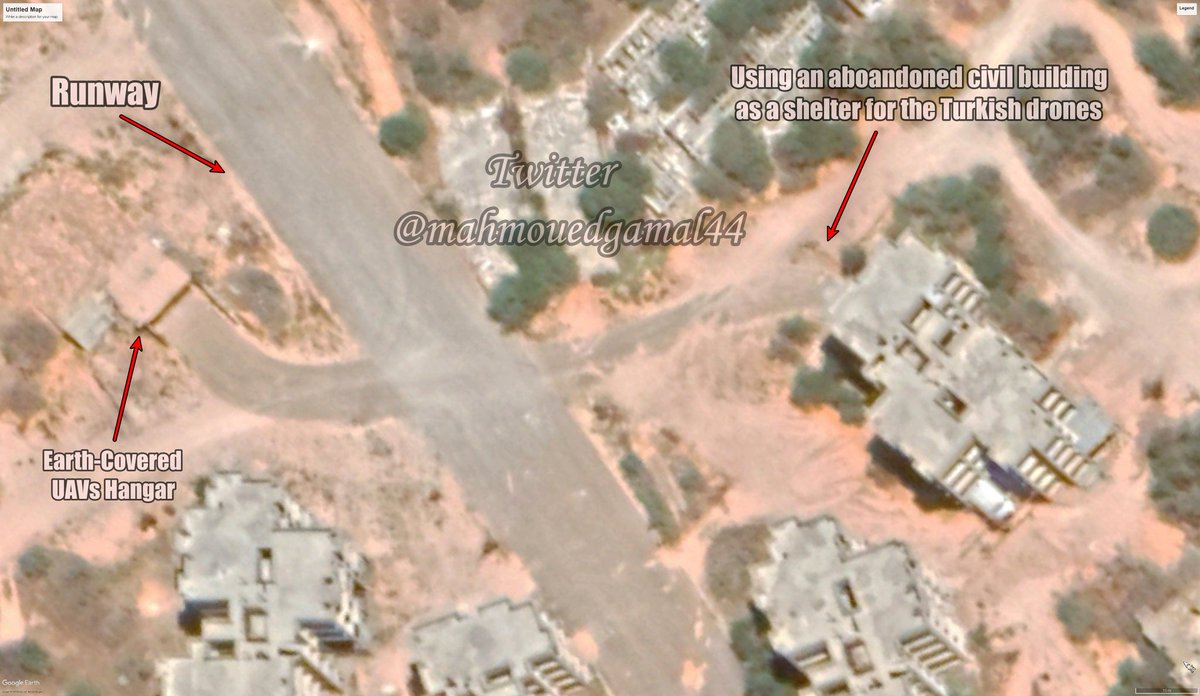 Satellite images confirmed that the GNA have completely built an airstrip & a hangar in the center of Banana project civil neighborhood south of Mitiga airport in Tripoli city.  The airstrip is presumably used for operating & housing the Turkish-Made Bayraktar TB2 UAVs
