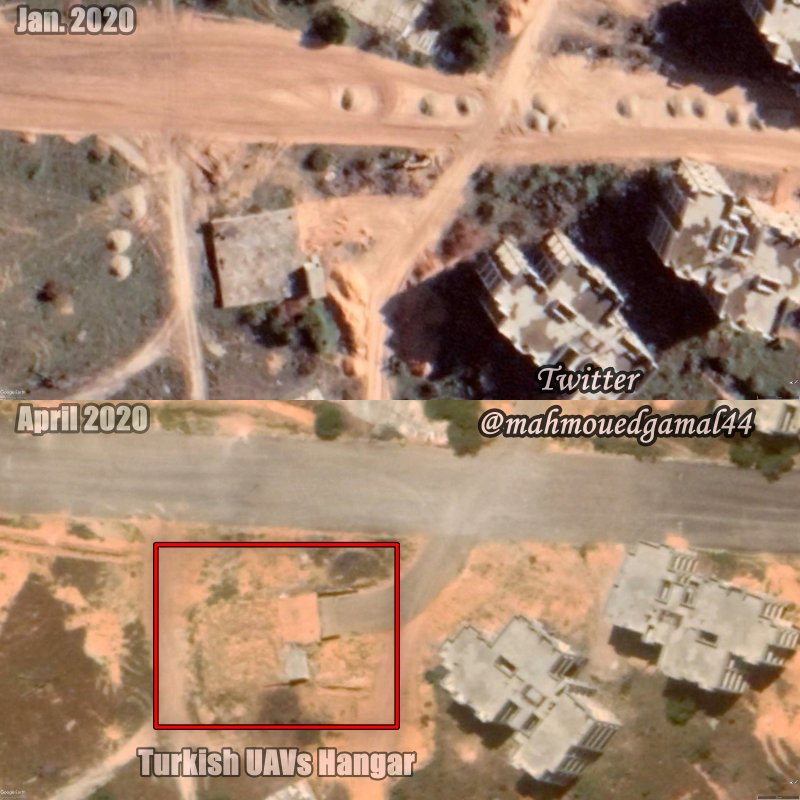 Satellite images confirmed that the GNA have completely built an airstrip & a hangar in the center of Banana project civil neighborhood south of Mitiga airport in Tripoli city.  The airstrip is presumably used for operating & housing the Turkish-Made Bayraktar TB2 UAVs