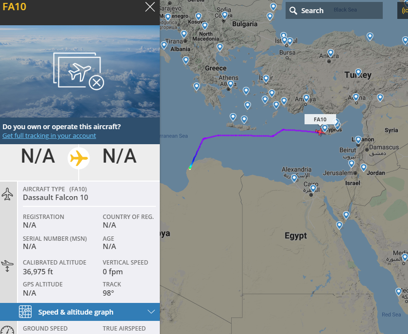 Libyan 9h-ssg from Benghazi heading into Damascus