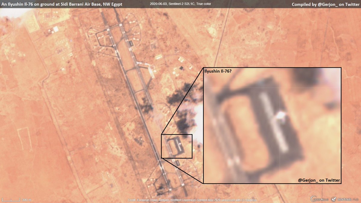Il-76 aircraft on ground at Sidi Barrani Air Base (suspected use for LNA support), NW Egypt this morning.  