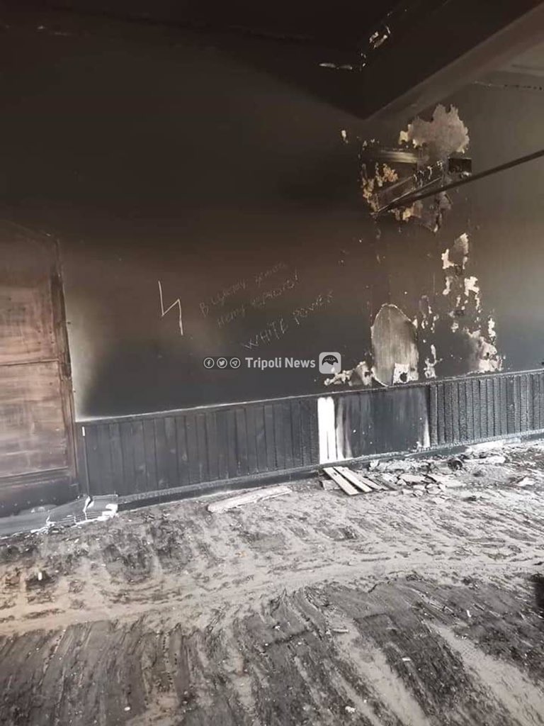 I see mosques on Russian soil, but it would be better to see them in hellfire.   Swastikas, White power insignia  famous Russian islamophobic slogans left behind by Wagner mercenaries in Tripoli doing rounds on Libya social media