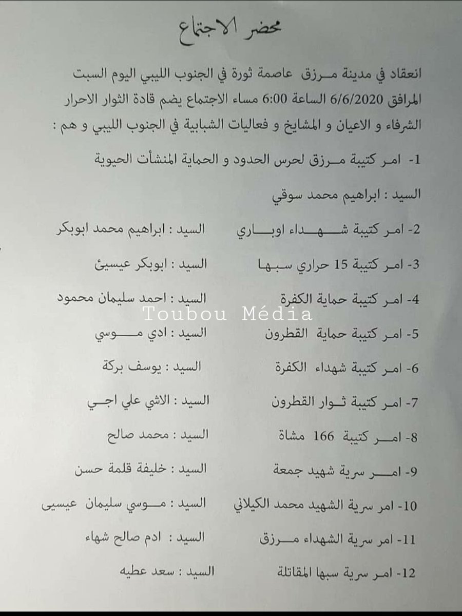 Toubou forces in the south created a brigade to attack LNA and to capture the oil fields, also they choose the Toubou congress as their political body