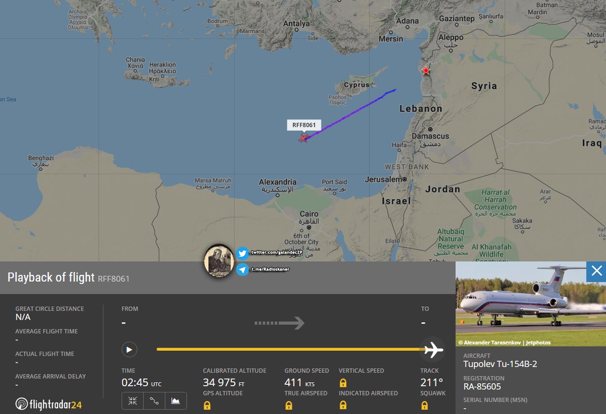 Russian Air Force Tu-154 RA85605 from Latakia to Libya