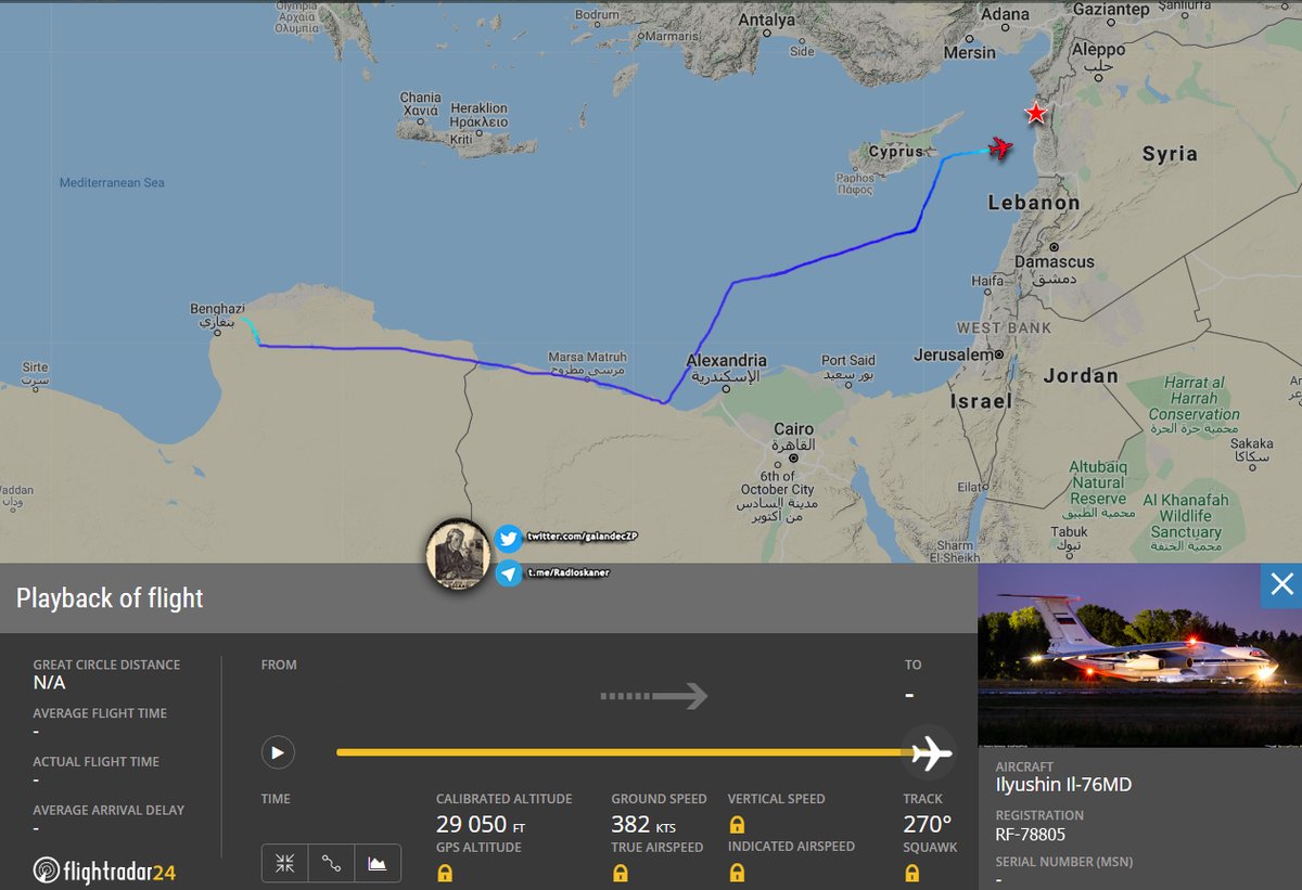 Russian Air Force Il-76 RF78805 from Libya to Latakia