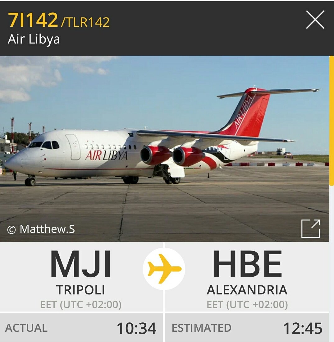 Air Libya Avro RJ-100 plane from Tripoli, heading towards Alexandria airport. Most likely a silent negotiation between Egyptian officials is on the way