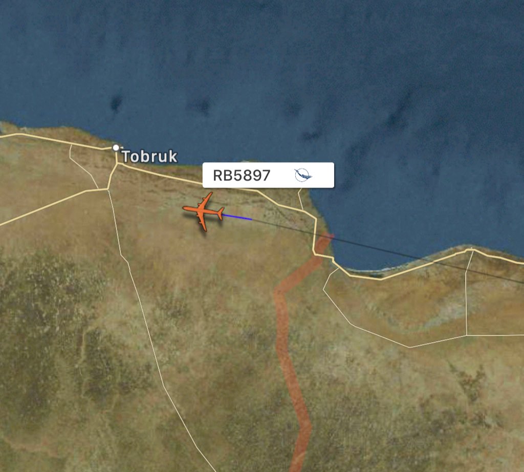 Syrian Arab Air Force 585th Transport Squadron of 29th Air Brigade's four-engine airlifter Ilyushin Il-76T YKATA is flying from Damascus military ramp to Al Khadim AFB in Al-Marj. YKATA was at Ramenskoye & was overhauled in 2018. Entering Libya