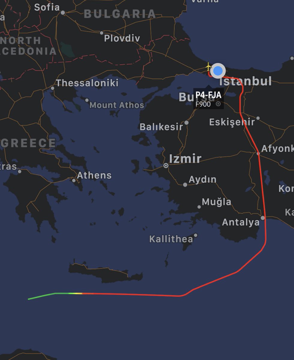 A plane that usually works for Haftar/LNA, Sonnig's Dassault Falcon 900 P4FJA flew from Benghazi Libya to Istanbul Grand