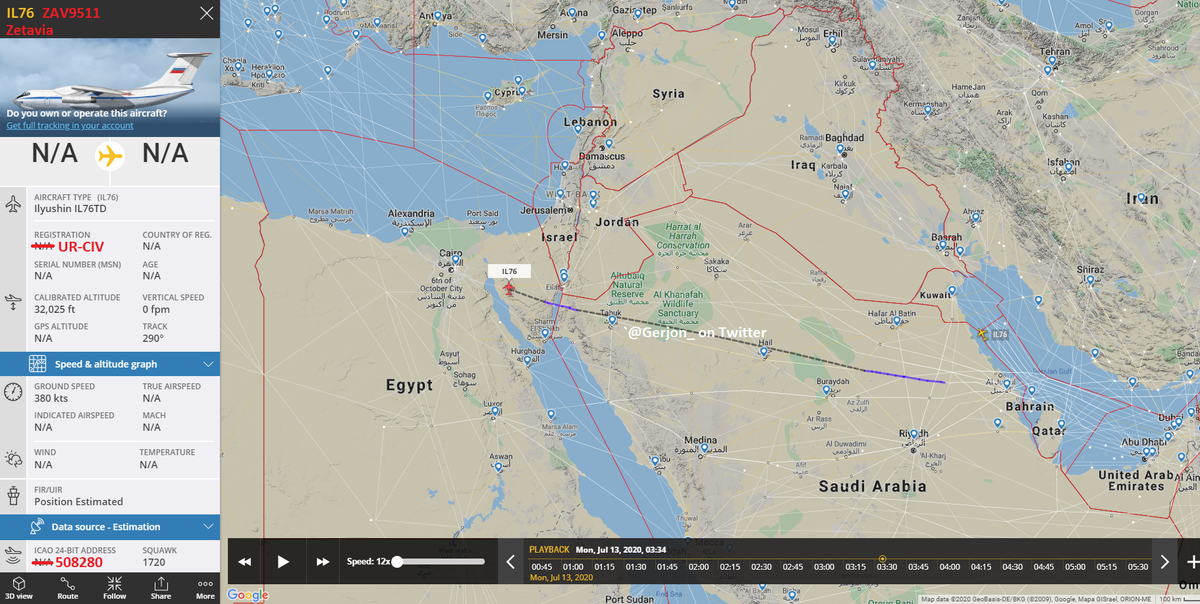 Another flight of Zetavia's UR-CIV ZAV9511 from the United Arab Emirates to Libya or NW Egypt yesterday morning