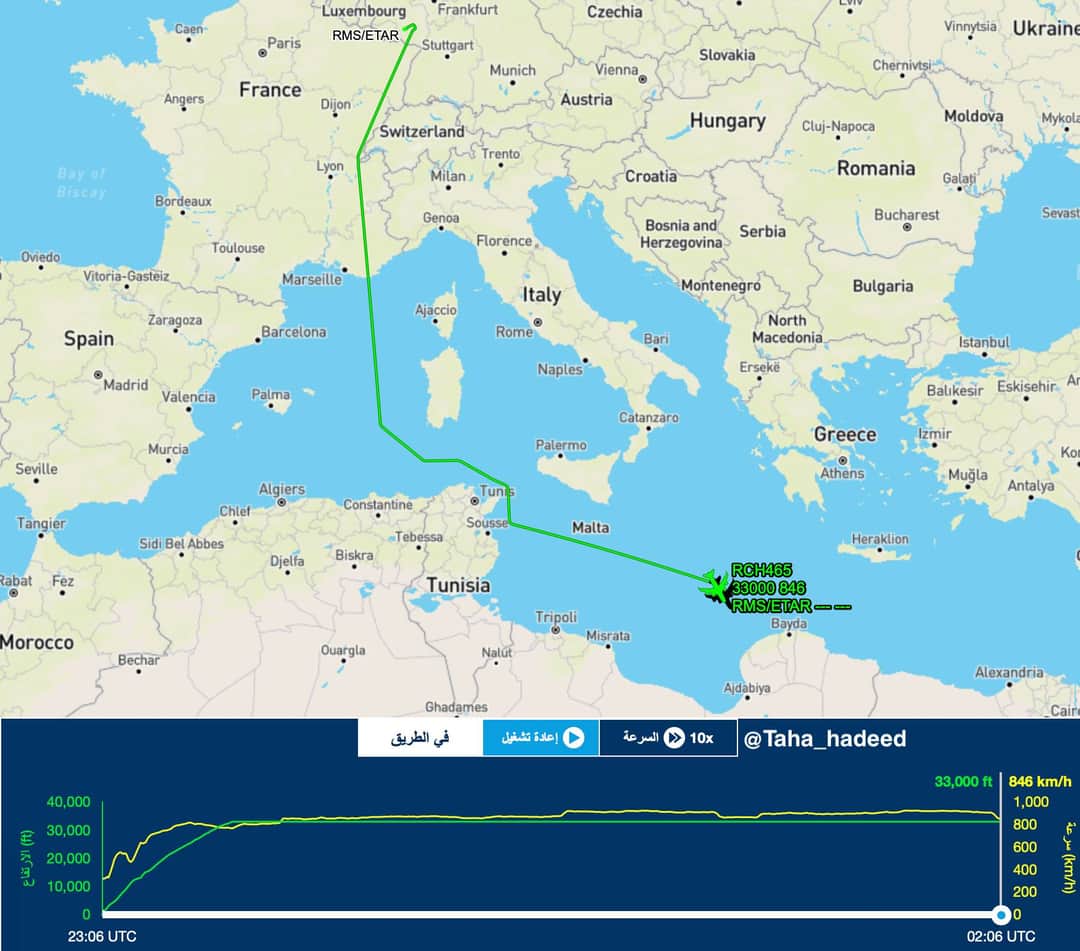 Another United States Air Force flight (RCH465) into Libya last night. Although lacking coverage, Benghazi seems the most likely destination.  Cc @ItaMilRadar