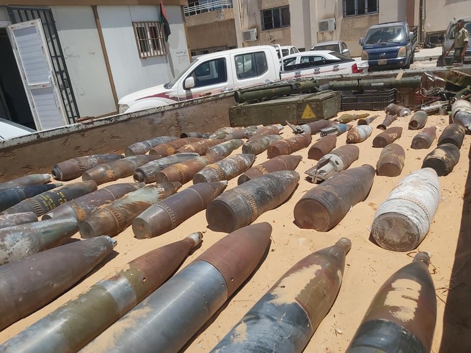 GNA photo of UXO dismantled yesterday in southern Tripoli, including a couple of RPO Shmel launchers