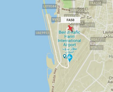 LNA - Haftar associated Dassault Falcon 50EX  P4BAA flew from Libya to Beirut Rafic Hariri