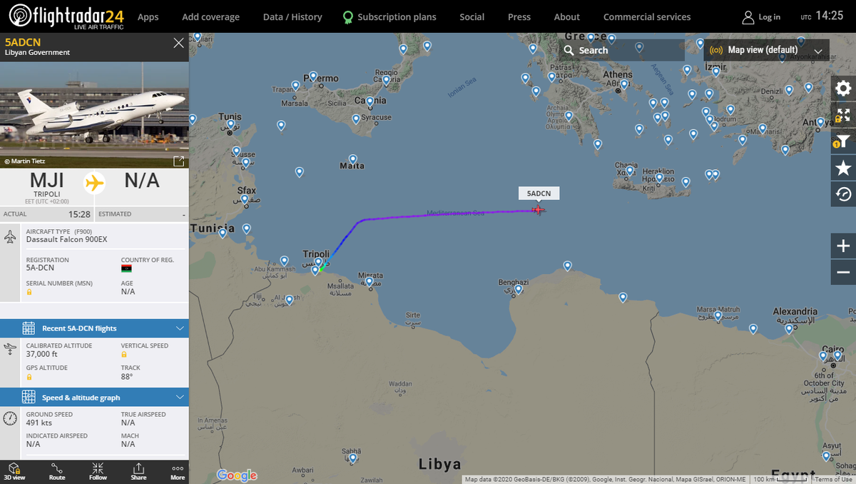 Libyan Government 900EX 5A-DCN en route to Turkey