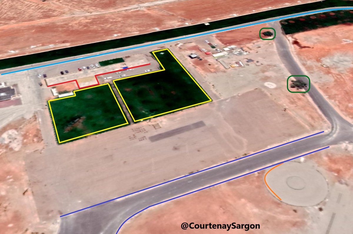 Geolocation of the military base that is used by LNA's Tariq bin Ziyad battalion. The base is located in Benghazi, just southwest of Benina Airport.   