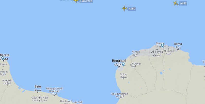 Two Turkish Air Force 221st squadron A400M heavy transport planes and 222nd squadron Lockheed C130-B 610963 flew from SE Turkey to Libya. Two A400M landed at unknown destination(s) while C130 landed at Misrata Libya