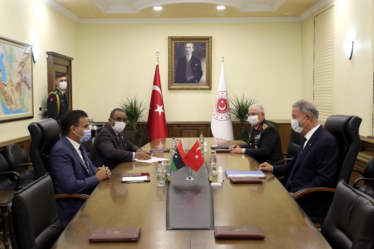 Turkish Ministry of Defense: National Defense Minister Hulusi Akar met with Libyan Defense Minister Saladin Namroush. Minister Akar welcomed the Guest Minister with a military ceremony, and a meeting between delegations was held under the presidency of both Ministers.