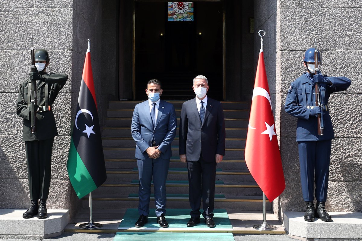 Turkish Ministry of Defense: National Defense Minister Hulusi Akar met with Libyan Defense Minister Saladin Namroush. Minister Akar welcomed the Guest Minister with a military ceremony, and a meeting between delegations was held under the presidency of both Ministers.