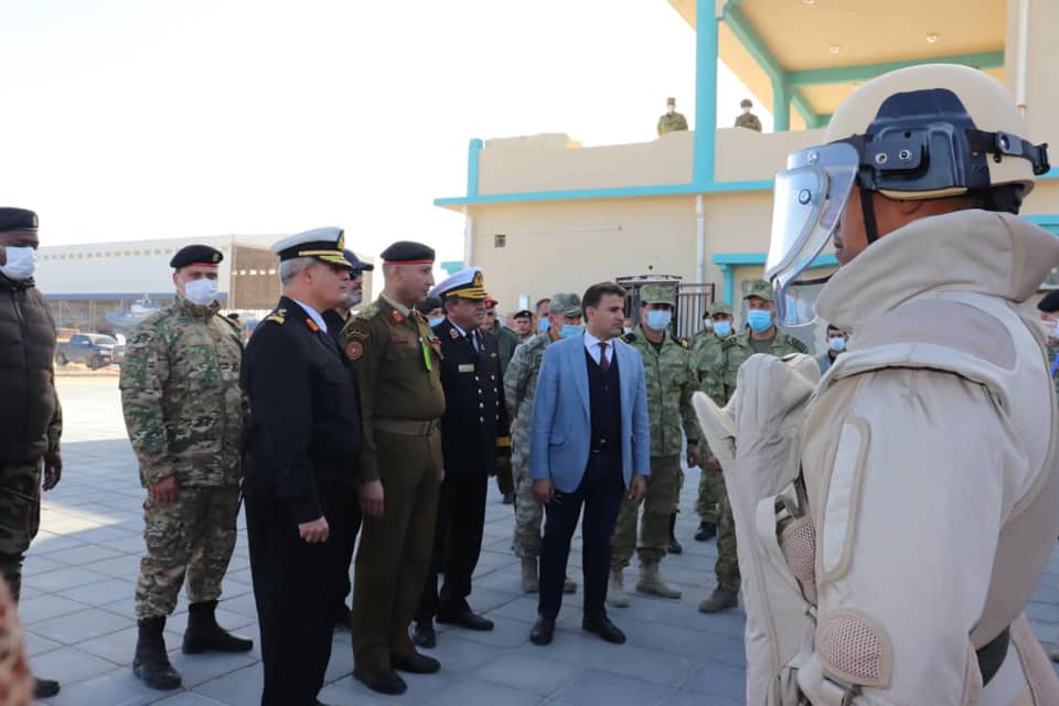 Libya- GNA's Minister of Defense Salah al-Din al-Namroush & Chief of Staff Lt. General Ali Ahmad al-Haddad visit the Khums Naval Base & the EOD team set up, trained & equipped by Turkey