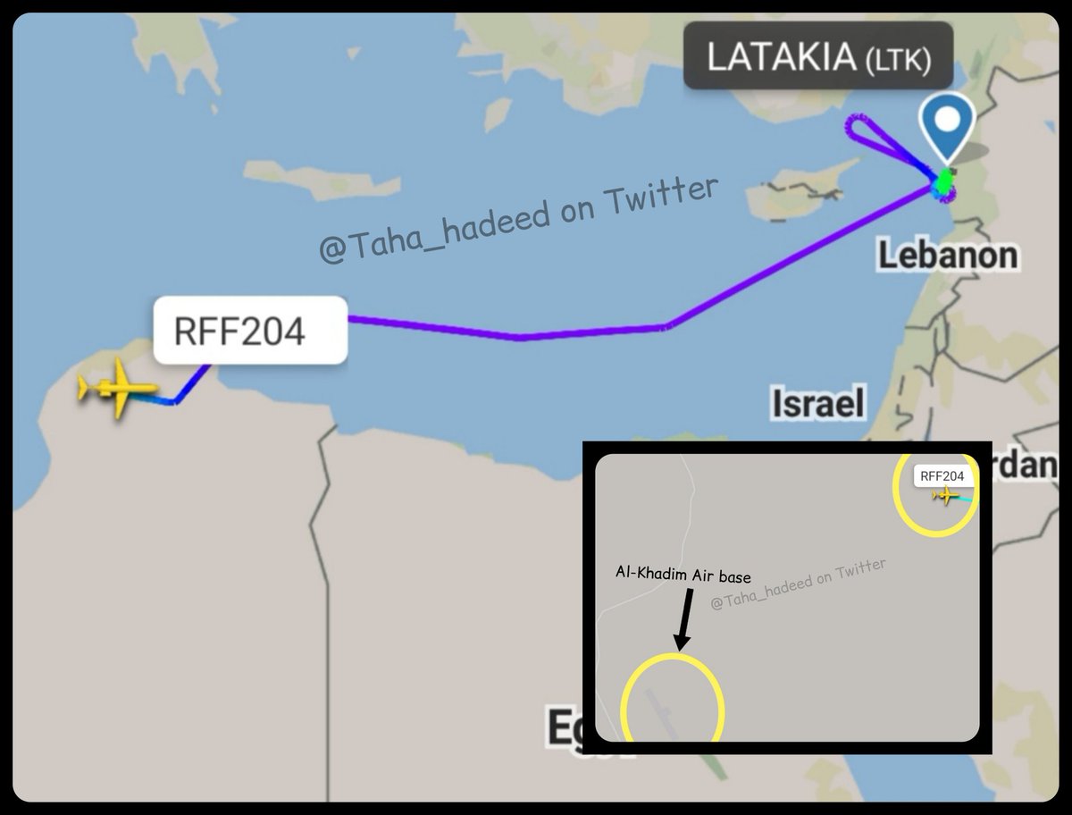 Today 02 February 2021:  The return flight of the Russian Air Force Tupolev Tu-154 RA-85042 from eastern Libya to Latakia in Syria 24 hours after landing at Al-Khadim Air base south of Marj, it appeared on radar near the airspace of Al-Khadim base at 01:33 UTC