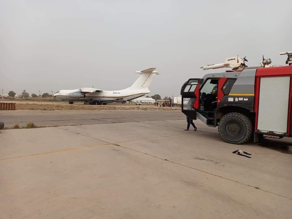 First shipment of 101,000 doses of Russian Sputnik vaccines arriving at Mitiga Airport, Tripoli