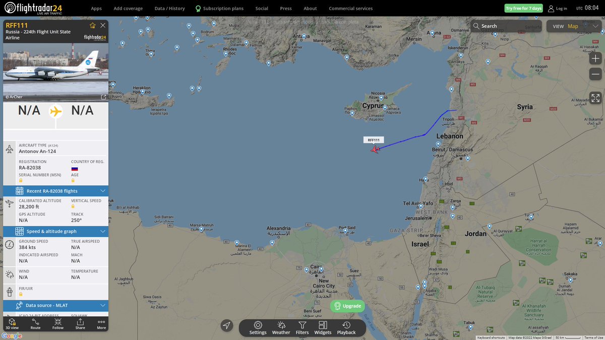 Russian Air Force Antonov An-124 RA-82038 en route to Libya