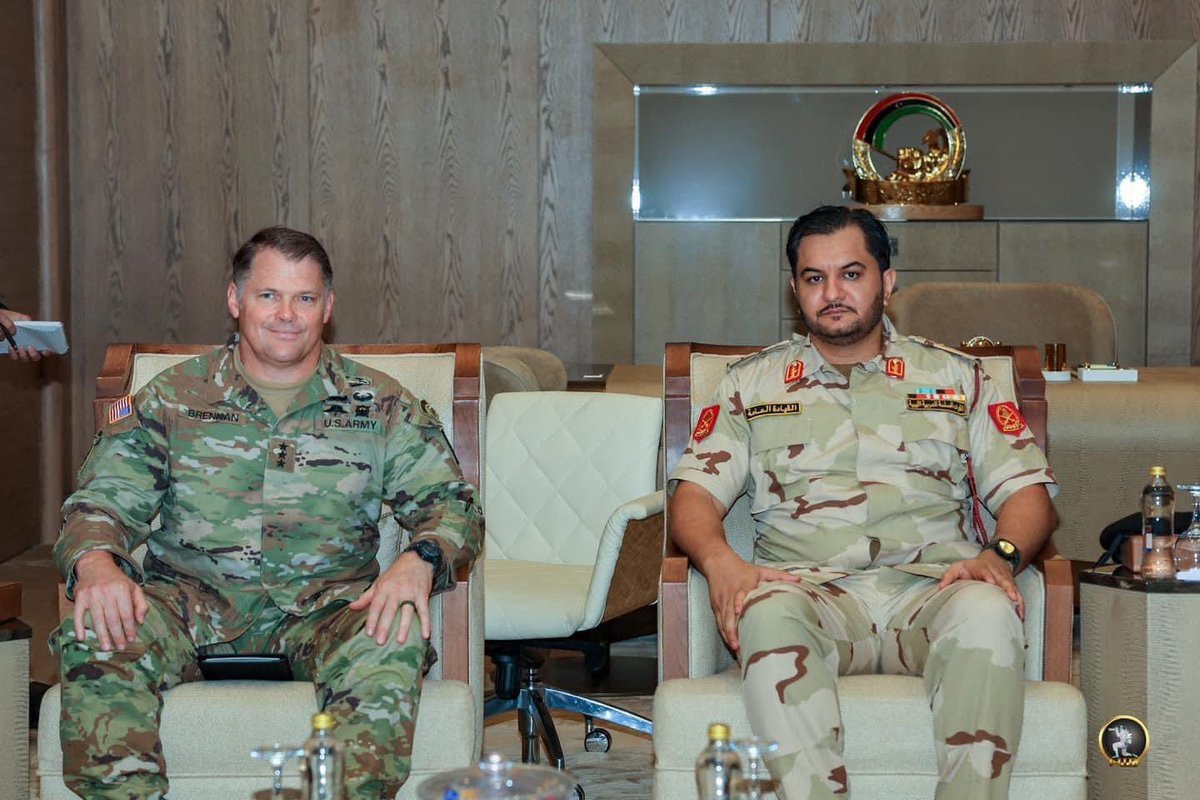 Head of the Libyan Army ground forces General Saddam Haftar meets AFRICOM deputy commander Lieutenant General John Brennan in Benghazi