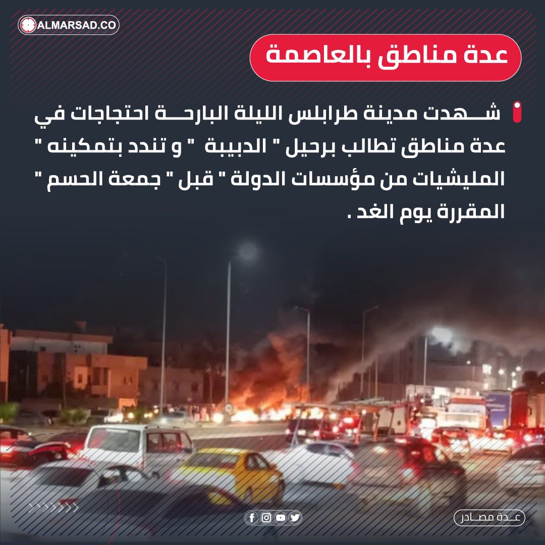 Renewed protests demanding the overthrow of the Dabaiba government and denouncing the security situation in Tripoli